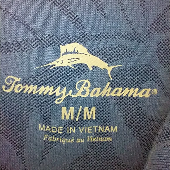 Tommy Bahama Blue Floral Jacquard Polo Shirt Men's sz Medium. - Picture 4 of 5